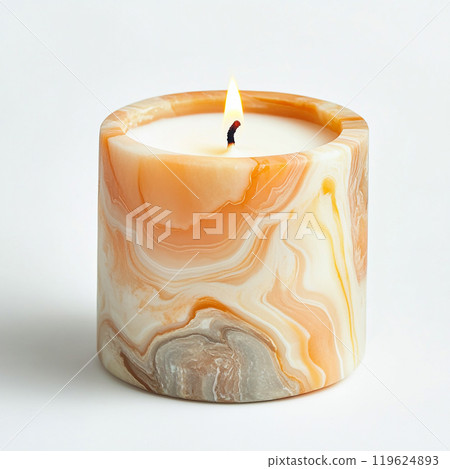 A beautifully crafted candle isolated on pure white background. 119624893