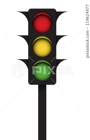 Traffic light displaying red, yellow, and green signals. Vector illustration Traffic light displaying red, yellow, and green signals. Vector illustration 119624977