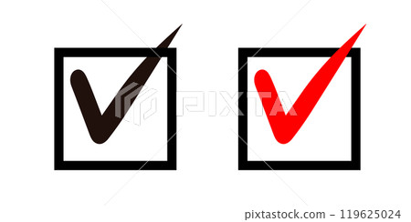 Handwritten check mark box black red 119625024