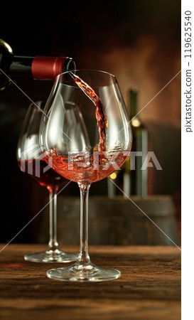 Detail of Red Wine Pouring. Detail of Red Wine Pouring. 119625540