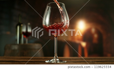 Detail of Red Wine Pouring. Detail of Red Wine Pouring. 119625554