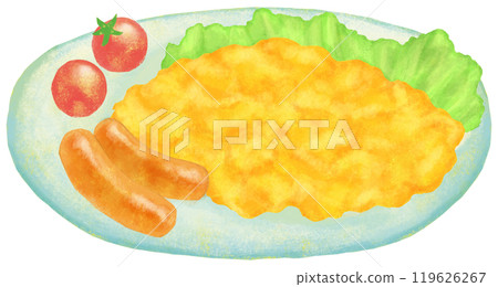 炒蛋早餐插畫 炒蛋早餐插畫 119626267