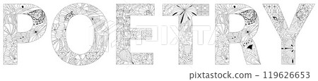 Vector illustration of Poetry text for literature lesson, school, class. Vector illustration of Poetry text for literature lesson, school, class. 119626653