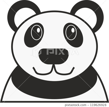 Panda bear black and white portrait cartoon style signal illustration 119626928