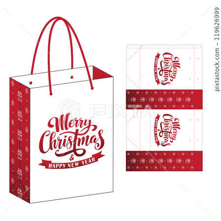 Christmas Box packaging die cut template design. 3d mock-up Christmas Box packaging die cut template design. 3d mock-up 119626999
