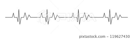 Heart beat cardio rhythm line. ECG EKG electrocardiogram medicine test. Heartbeat pulse. Diagram, monitor curve graph 119627430