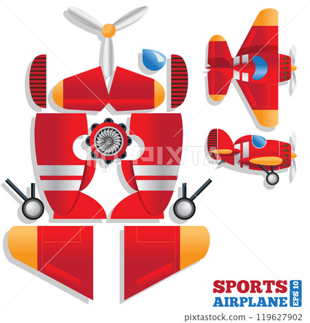 A set of sports airplane details. Vector illustration. 119627902