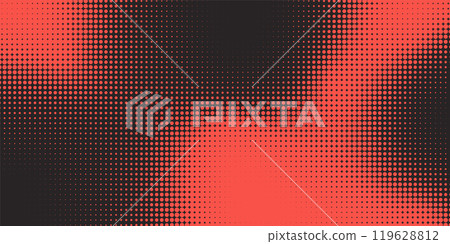 Dynamic abstract pattern with red and black dots creating visual depth and texture. Vector illustration 119628812