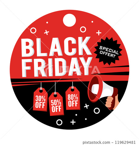 Black Friday sale tag with special offer and discount, Vector Black Friday sale tag with special offer and discount, Vector 119629481