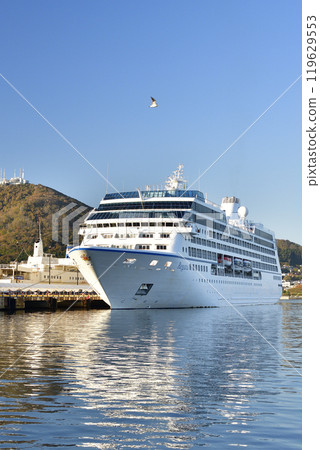 Photographing the cruise ship Regatta calling at Hakodate Port in Hakodate, Hokkaido in autumn Photographing the cruise ship Regatta calling at Hakodate Port in Hakodate, Hokkaido in autumn 119629553
