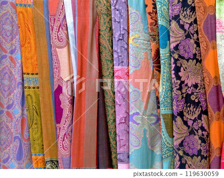 Colorful decorated scarves 119630059