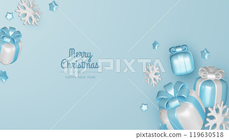 Christmas winter festive composition. Colorful Xmas background realistic 3d decorative design objects, christmas tree, gift boxes, xmas ball, gold confetti. Happy New Year. Vector illustration Christmas winter festive composition. Colorful Xmas background realistic 3d decorative design objects, christmas tree, gift boxes, xmas ball, gold confetti. Happy New Year. Vector illustration 119630518