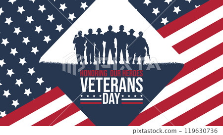 Veterans Day. honor heroes, Holiday concept. Template for background, banner, card, poster with text inscription. Veterans Day. honor heroes, Holiday concept. Template for background, banner, card, poster with text inscription. 119630736