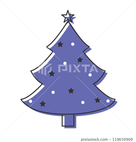 Minimalist Christmas tree design with simple decorations, Vector 119630909
