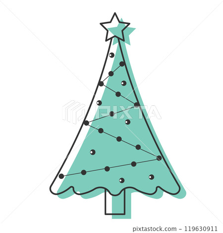 Minimalist Christmas tree design with simple decorations, Vector 119630911