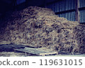 Barn with straw stacked 119631015