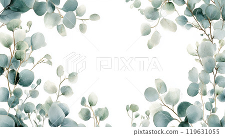 Watercolor frame with eucalyptus leaves 119631055