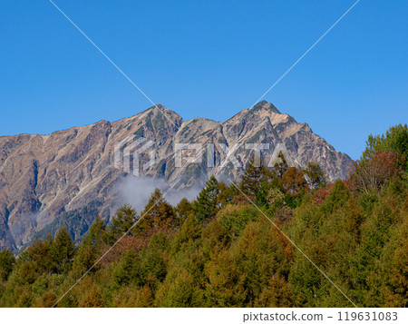 Northern Alps and autumn foliage in Omachi, Nagano Prefecture 119631083