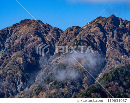 Northern Alps and autumn foliage in Omachi, Nagano Prefecture 119631087