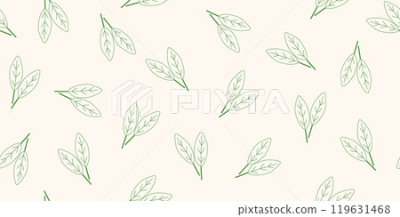 Fresh spinach leaves outlines on beige, seamless pattern background, vector Fresh spinach leaves outlines on beige, seamless pattern background, vector 119631468