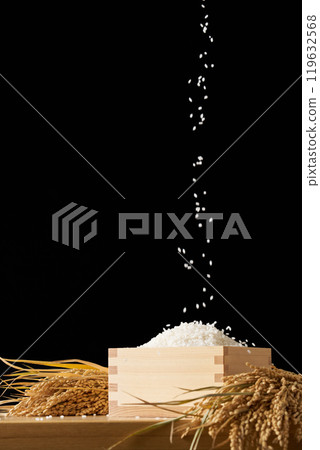 Rice served in a masu 119632568