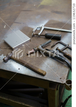Stainless steel parts are welded using TIG welding Stainless steel parts are welded using TIG welding 119632710