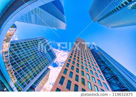 日本東京城市景觀走向明天...汐留辦公區和百合海鷗的景色。邁向光輝時代=27th 119632875