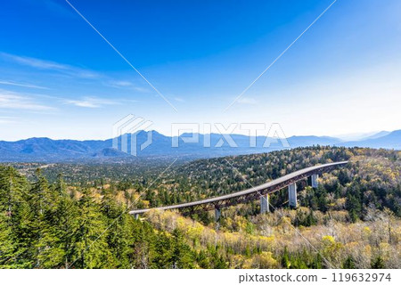 Mikuni Pass on a clear autumn day, Matsumi Bridge, National Route 273, Kamishihoro Town, Hokkaido 119632974