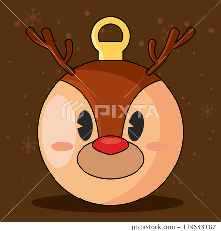 Reindeer ornament with cute face and red nose for Christmas, Vector Reindeer ornament with cute face and red nose for Christmas, Vector 119633187