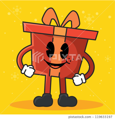 Smiling gift box character with cheerful expression, Vector 119633197
