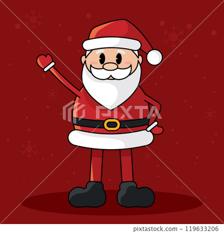 Santa Claus waving in cheerful Christmas style, Vector Santa Claus waving in cheerful Christmas style, Vector 119633206