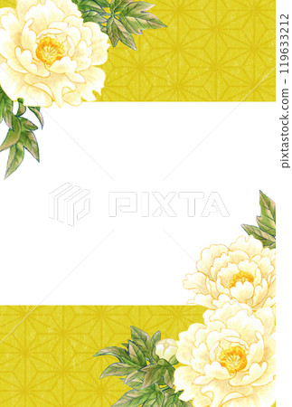 Peony flower hand-drawn material postcard template Japanese and Chinese style Peony flower hand-drawn material postcard template Japanese and Chinese style 119633212