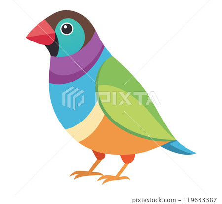 gouldian finch flat style isolated on white background 119633387