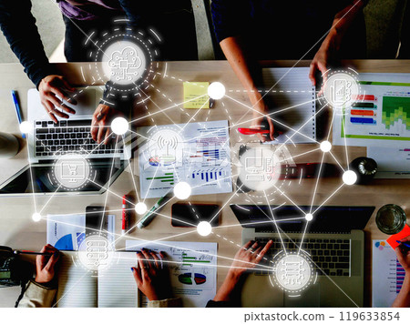 Office network data communication communication image material 119633854
