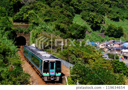 The Ashizuri Express train passing through Tosa Shirahama The Ashizuri Express train passing through Tosa Shirahama 119634654