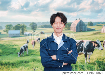 Young man working on a farm 119634869