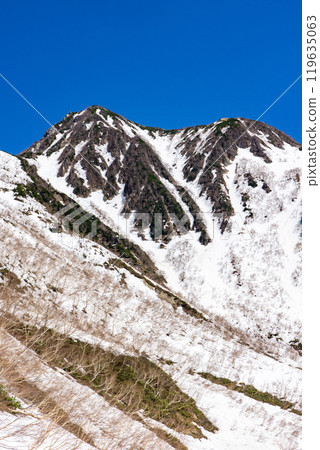 初夏,西嶽山和赤澤山積雪時,攀登北阿爾卑斯山的矢鹿岳; 初夏,西嶽山和赤澤山積雪時,攀登北阿爾卑斯山的矢鹿岳; 119635063