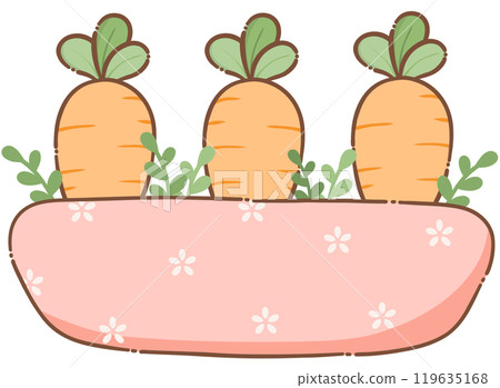 Cat is gardening carrots and carrot-shaped objects Cat is gardening carrots and carrot-shaped objects 119635168