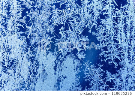 Frost pattern on metal surface 119635256
