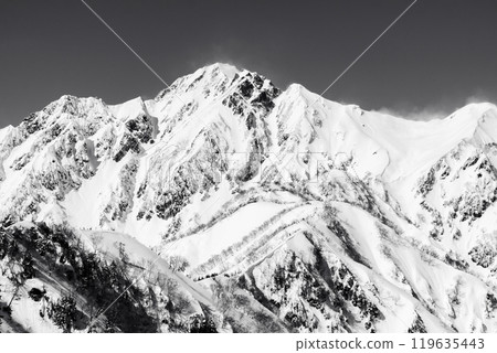 Mt. Kotomi in the Northern Alps, Climbing a Snowy Mountain, Mt. Goryu seen from the summit (Takeda diamond), for newspaper advertisement 119635443