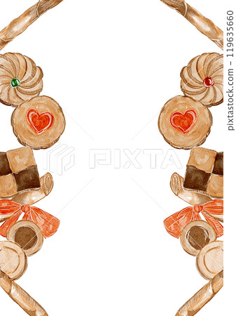 Vertical frame of watercolor cookies 119635660