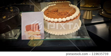 beautifully crafted and very delicious colorful decorated baked sweet tasty party cakes or catering cakes for party, bar dessert selection with cake,catering banquet, coffee break buffet at a 119635739