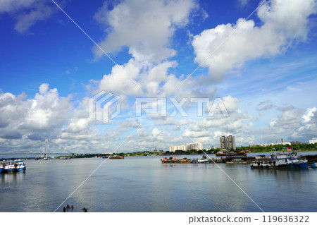 Hooghly River with Vidyasagar Setu from Babughat 119636322