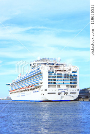 A view of the Diamond Princess moored at Osanbashi Pier in Yokohama, Kanagawa Prefecture 119636532