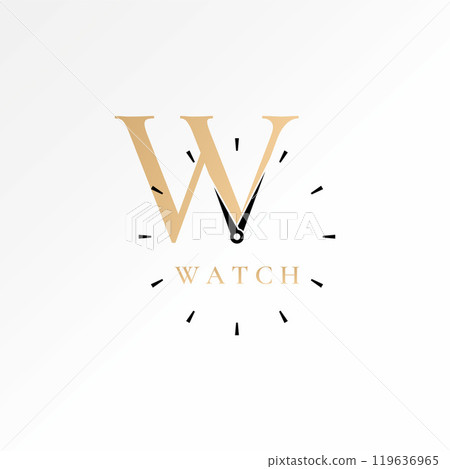 Logo design graphic concept creative premium vector stock image graphic initial W serif font watch clockwise sync Relate to monogram typography reload 119636965
