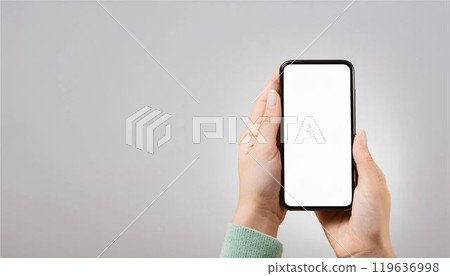 Frame, smartphone, smartphone, hand, woman, mockup 119636998