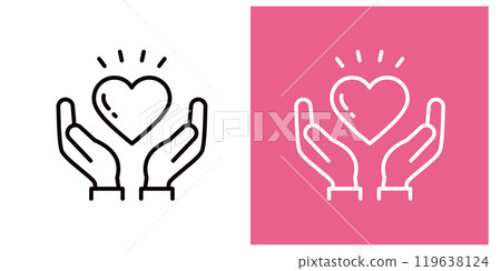 兩隻手拿著代表愛和心的心的圖標集_粗輪廓_驚喜 119638124