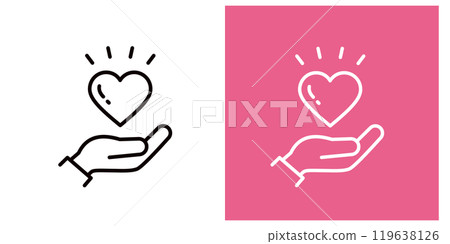 一隻手拿著代表愛和心的心的圖標集_粗輪廓_驚喜 119638126