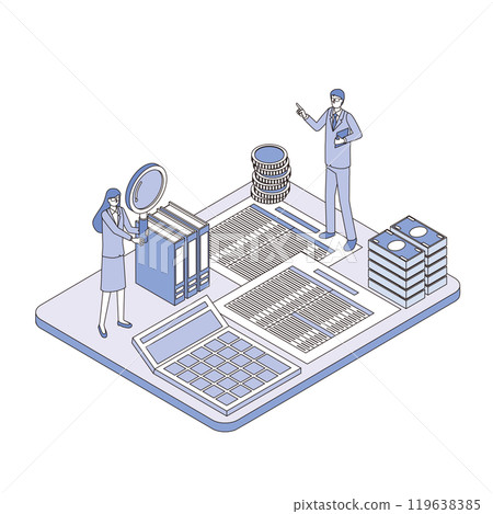 Illustration of accounting and bookkeeping work Illustration of accounting and bookkeeping work 119638385