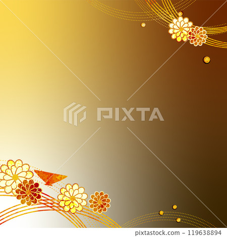 金色背景和花朵的日式背景圖片（方形） 119638894